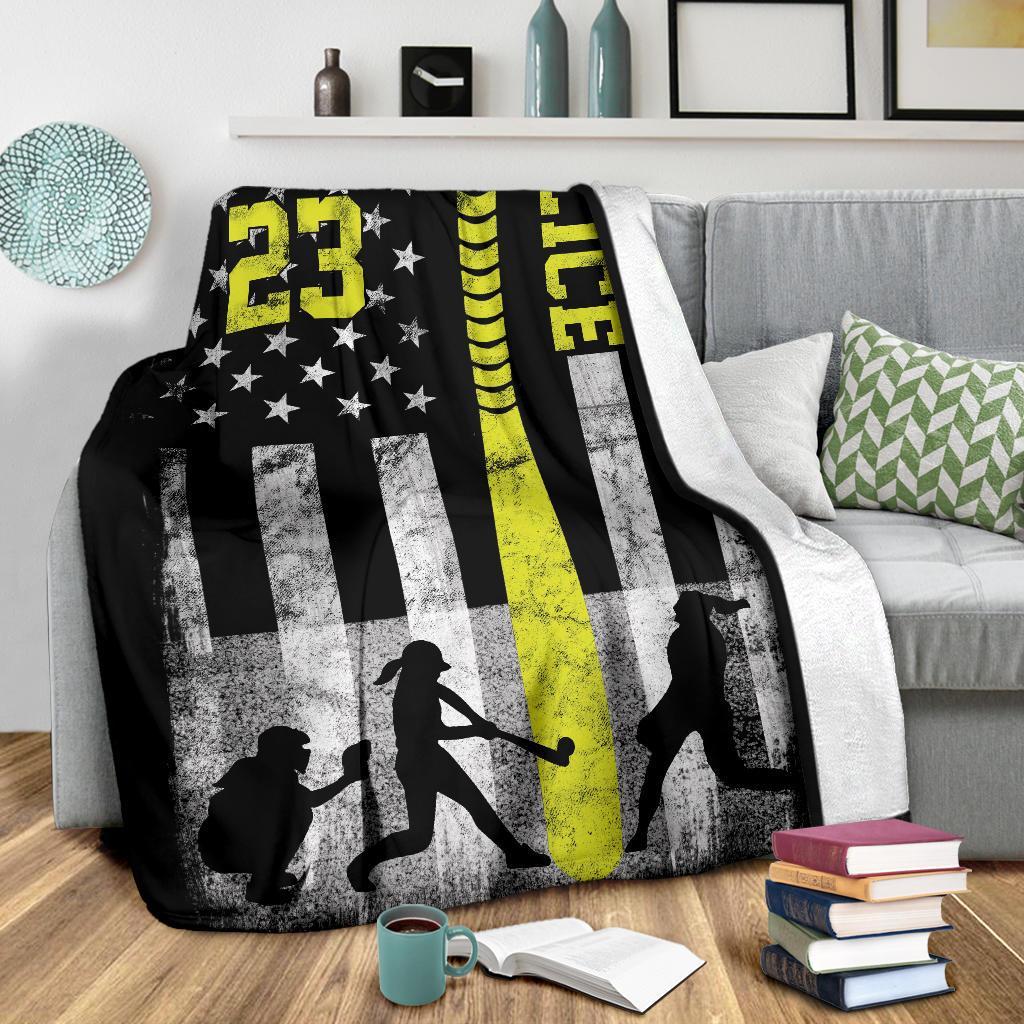 litzzy Personalized Softball Bat Flag Fleece Blanket - Tltm2511201 Quilt Blanket   