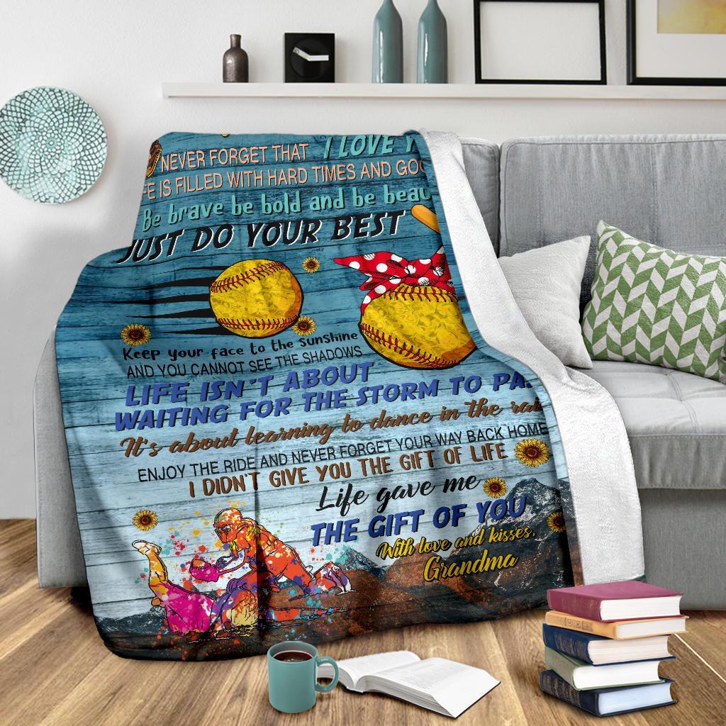 litzzy Softball - To My Granddaughter Fleece Blanket - Nh050820Ki Quilt Blanket   
