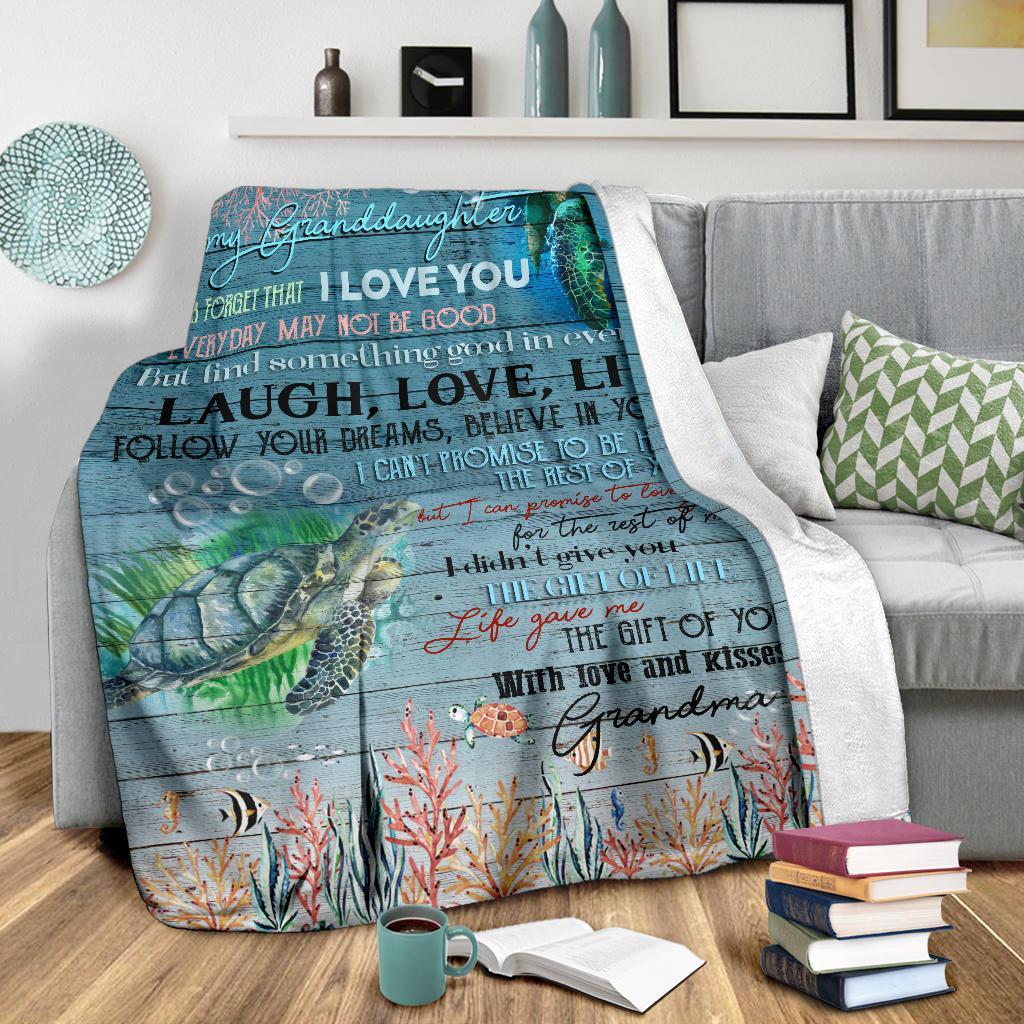 litzzy Turtle Granddaughter Never Forget That Ily B09 080402Ki Quilt Blanket   