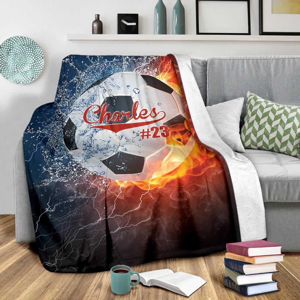 litzzy Personalized Sport Water Fire Fleece Blanket - Lath1611204 Quilt Blanket SOCCER 50 x 60 