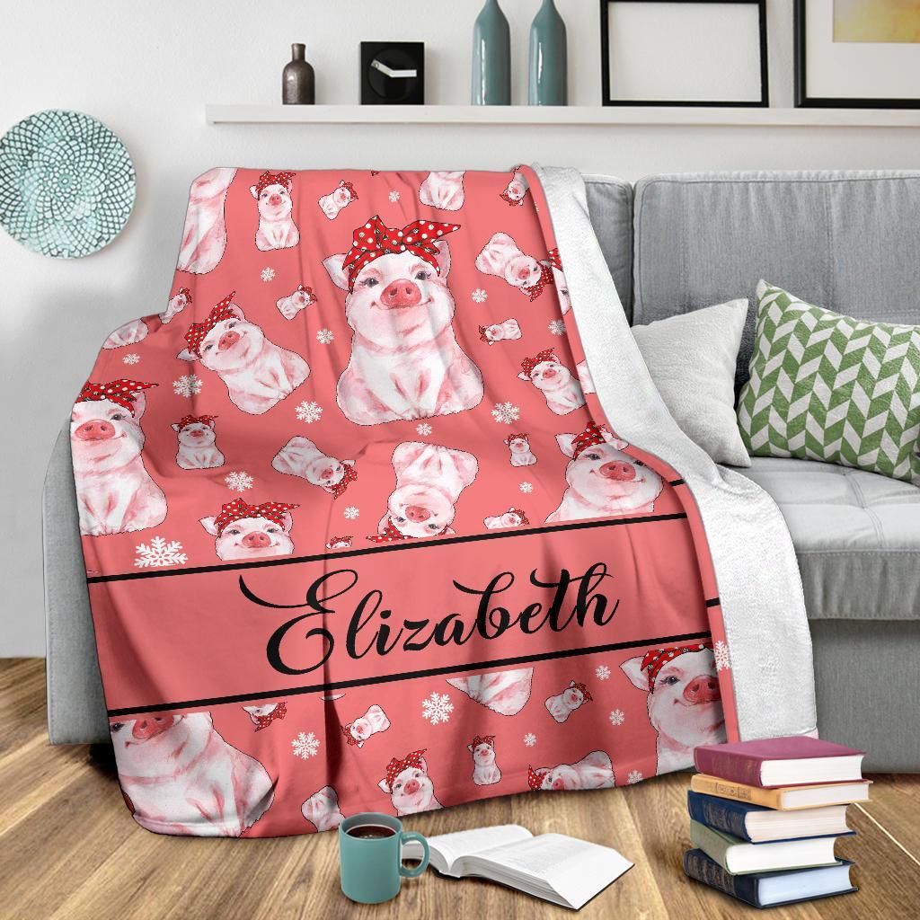 litzzy Personalized Pigs Fleece Blanket - Tlnb1811201 Quilt Blanket   