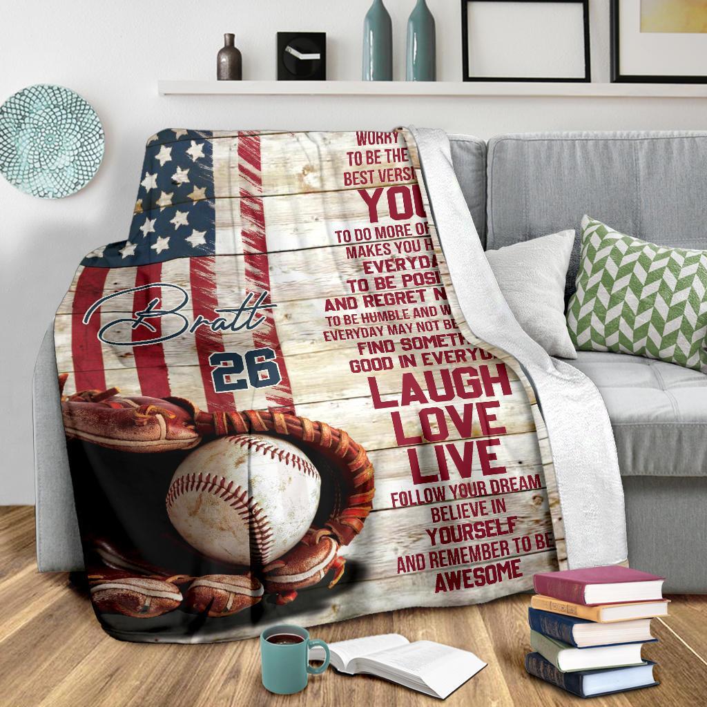 litzzy Personalized Baseball Today Is A Good Day Fleece Blanket - Tlnb1011201 Quilt Blanket   