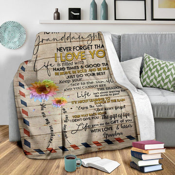 litzzy To My Granddaughter Fleece Blanket Lath0408208 Quilt Blanket   