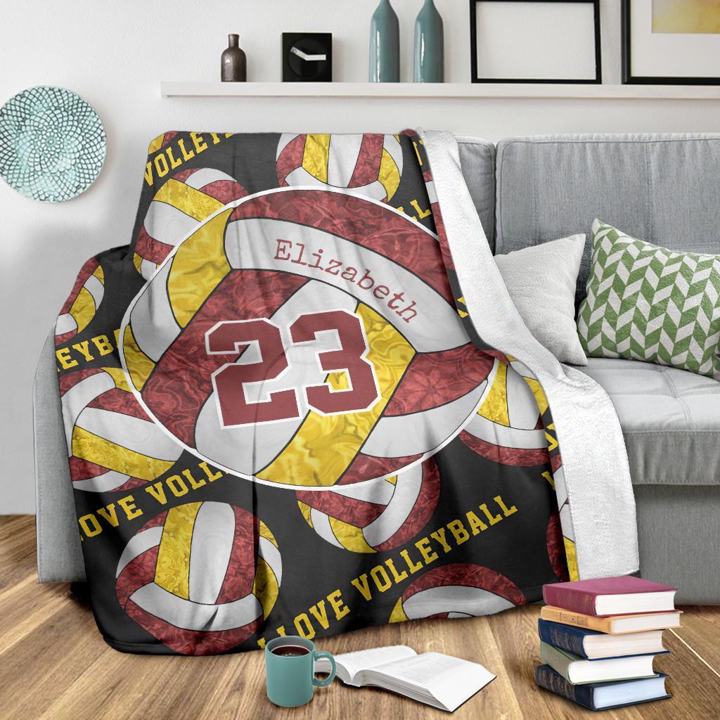litzzy Maroon Gold White - I Love Vlb Collection Fleece Blanket - Ty0611202 Quilt Blanket   