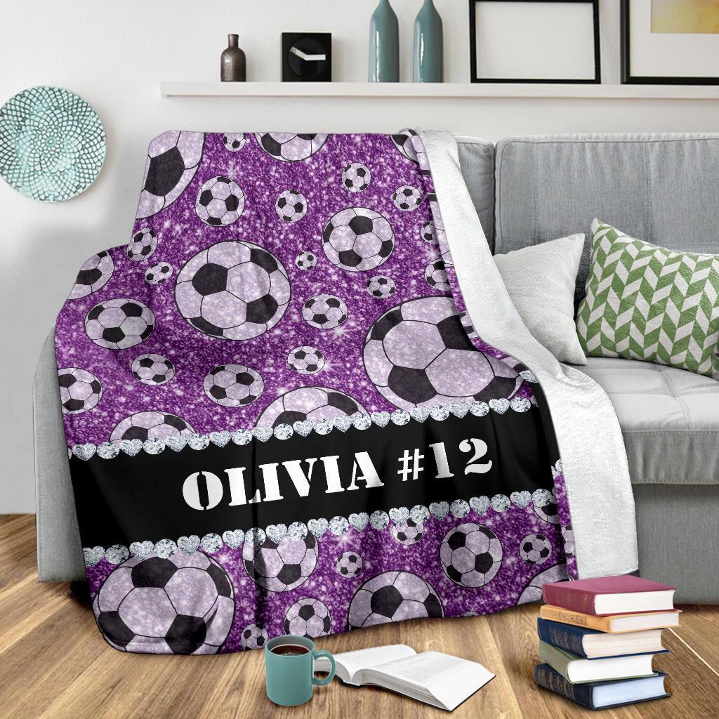 litzzy Personalized Soccer Glitter Fleece Blanket - Tlnh1311203 Quilt Blanket   