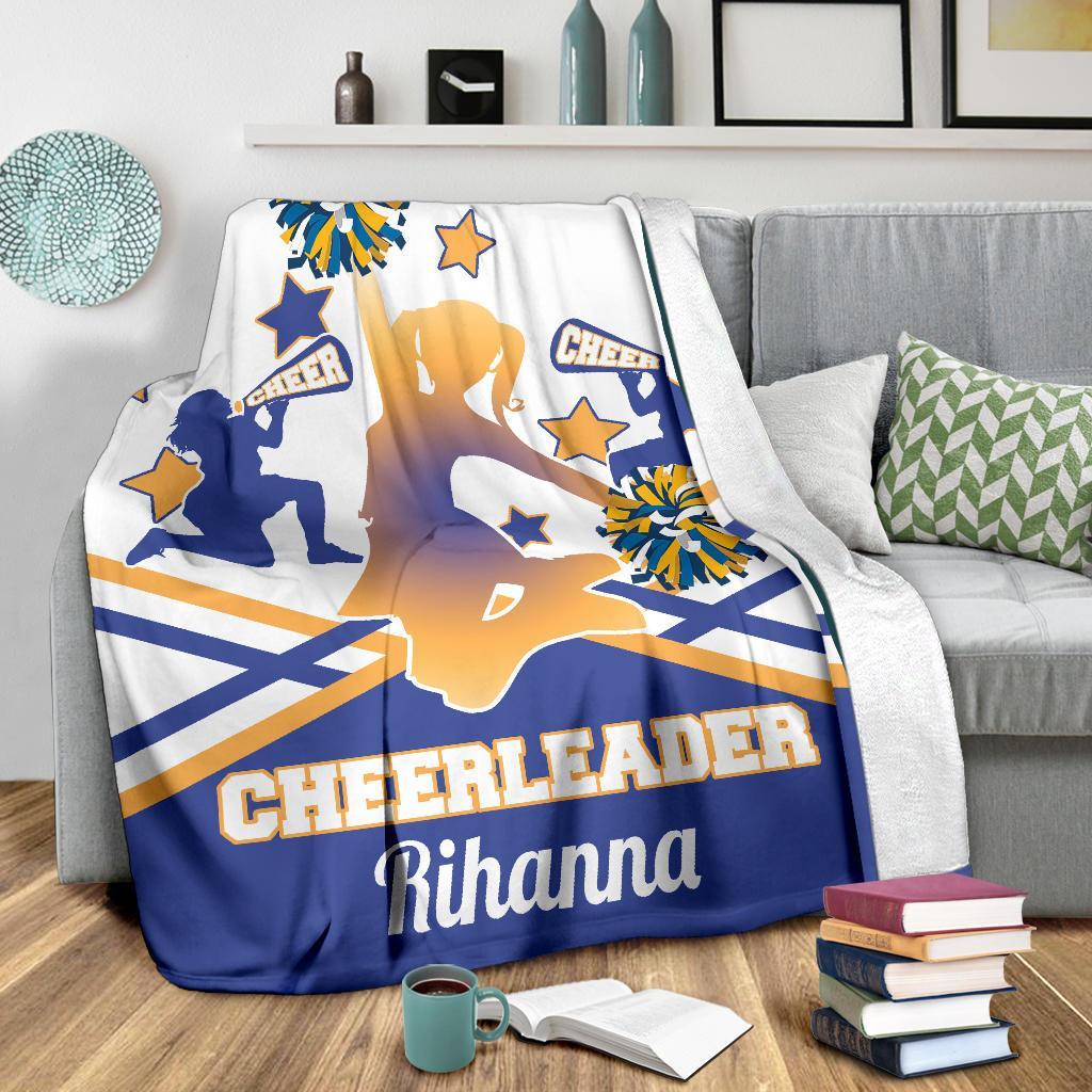 litzzy Personalized Cheerleader Colorful Fleece Blanket - Latg2011201 Quilt Blanket YELLOW WHITE 60 X 80 