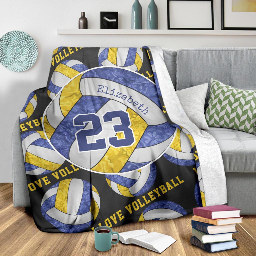 litzzy Blue Gold White - I Love Vlb Collection Fleece Blanket - Ty0611202 Quilt Blanket   