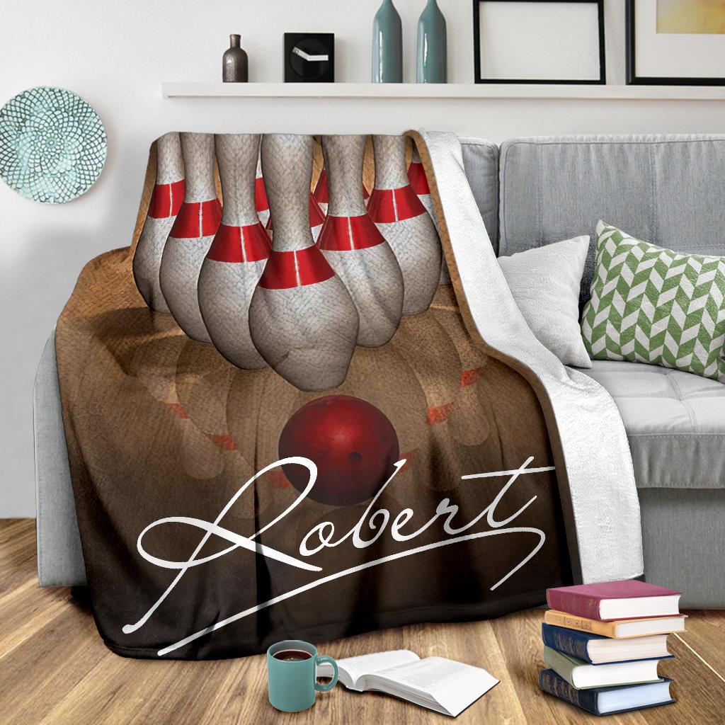 litzzy Personalized Bowling Vintage Fleece Blanket - Ty0611201 Quilt Blanket   