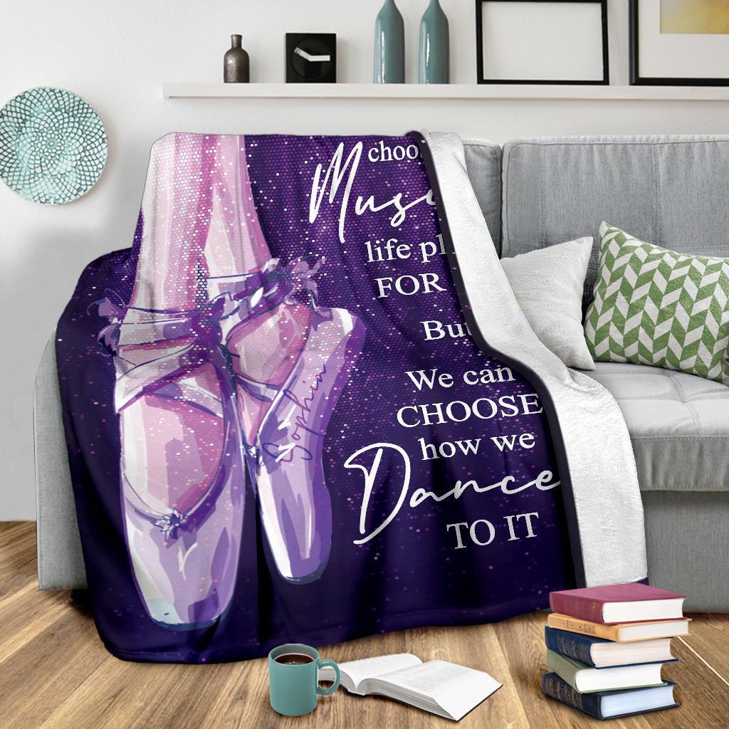 litzzy Personalized Ballet Shoes Fleece Blanket - Tlno1811201 Quilt Blanket   