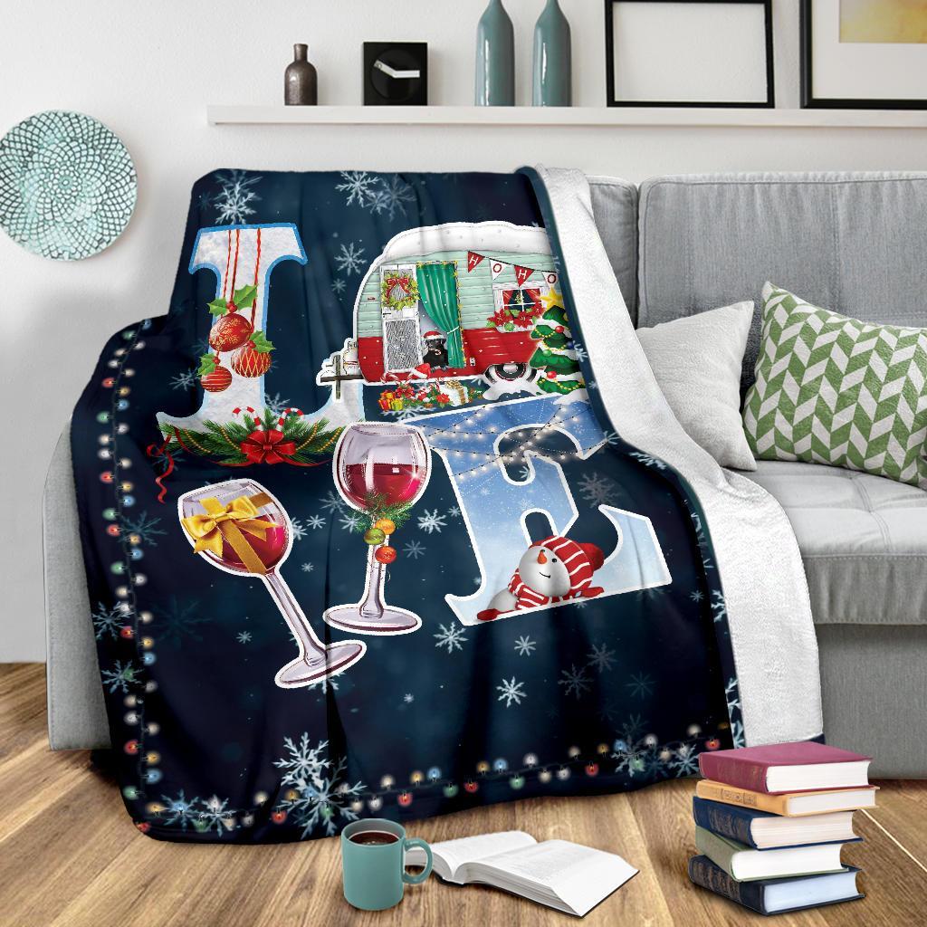 litzzy Camping Christmas Fleece Blanket - Latg1311201Ki Quilt Blanket   