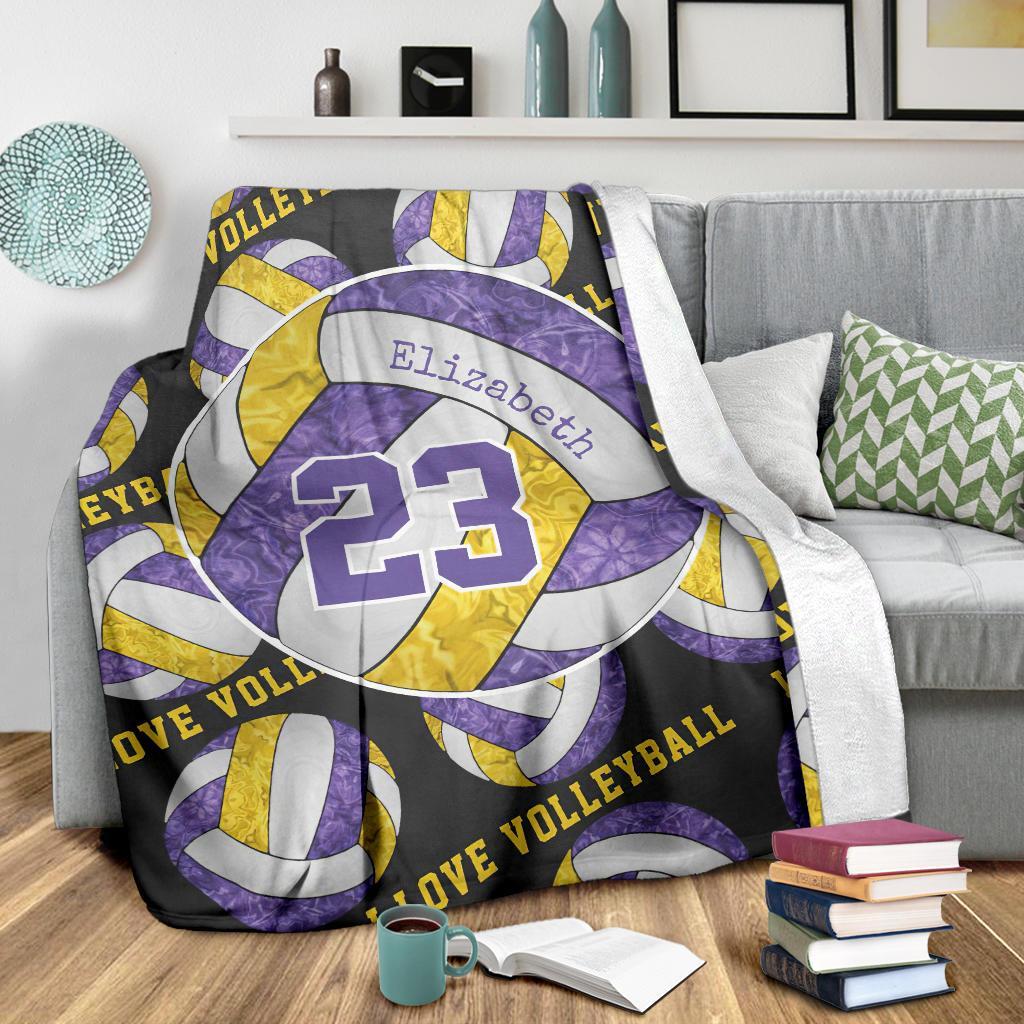 litzzy Purple Gold White - I Love Vlb Collection Fleece Blanket - Ty0611202 Quilt Blanket   