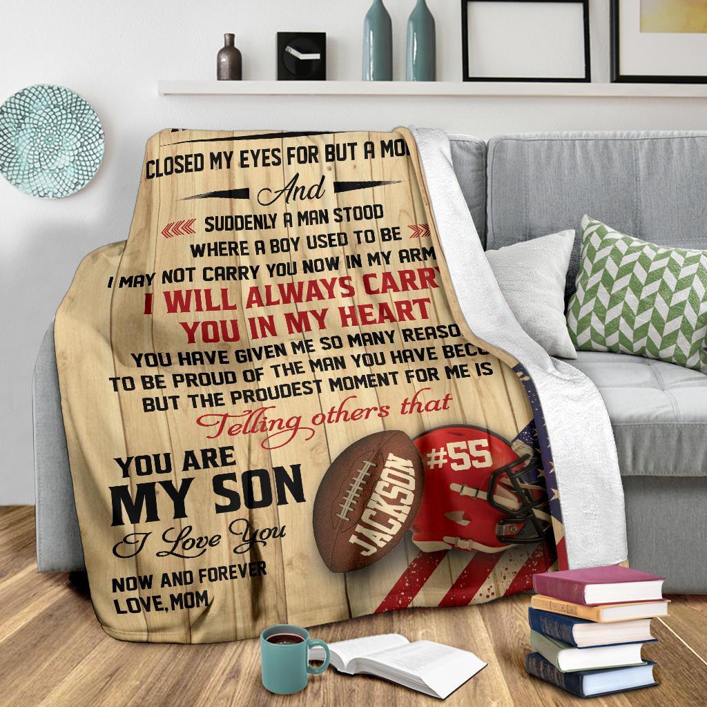litzzy Personalized Football Carry You In My Heart Fleece Blanket - Tlno2711201 Quilt Blanket   