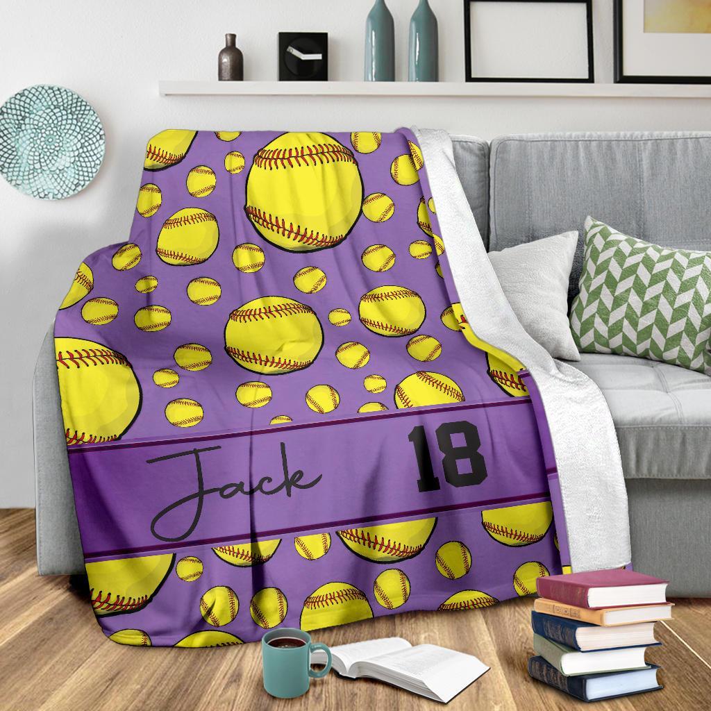 litzzy Personalized Softball Balls Fleece Blanket - Tltm1411201 Quilt Blanket   