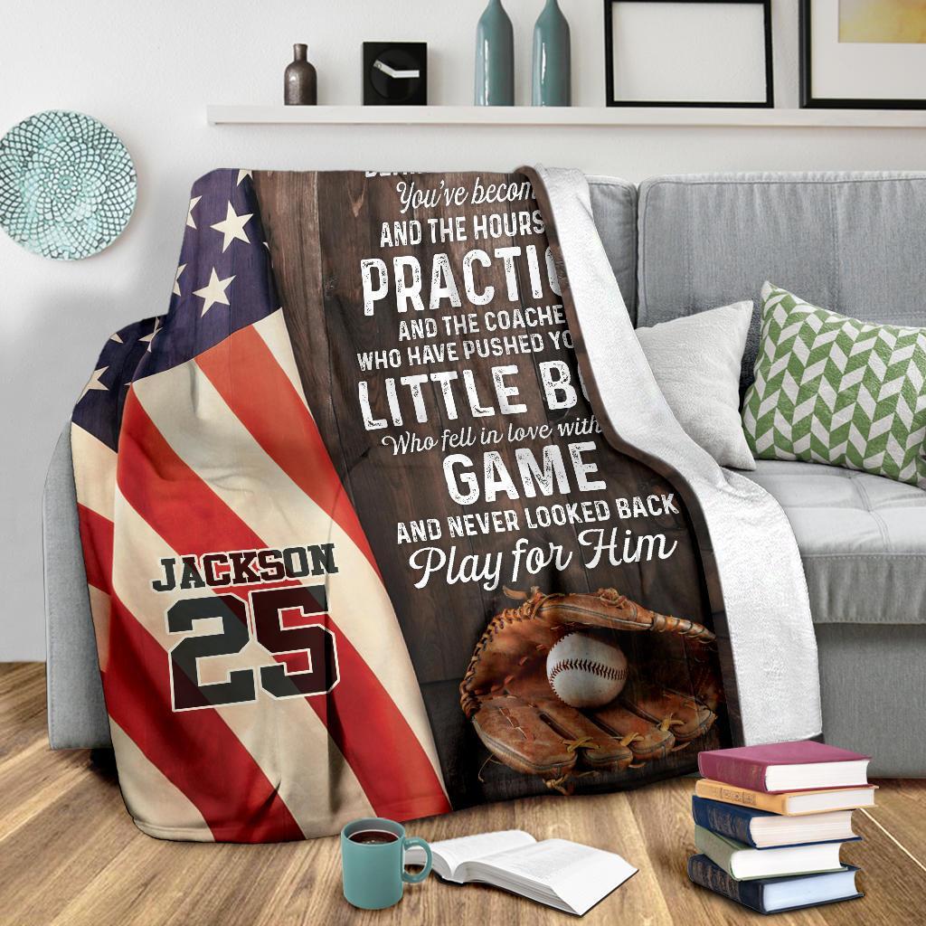 litzzy Personalized Baseball Play For Him Fleece Blanket - Tlno2511201 Quilt Blanket   