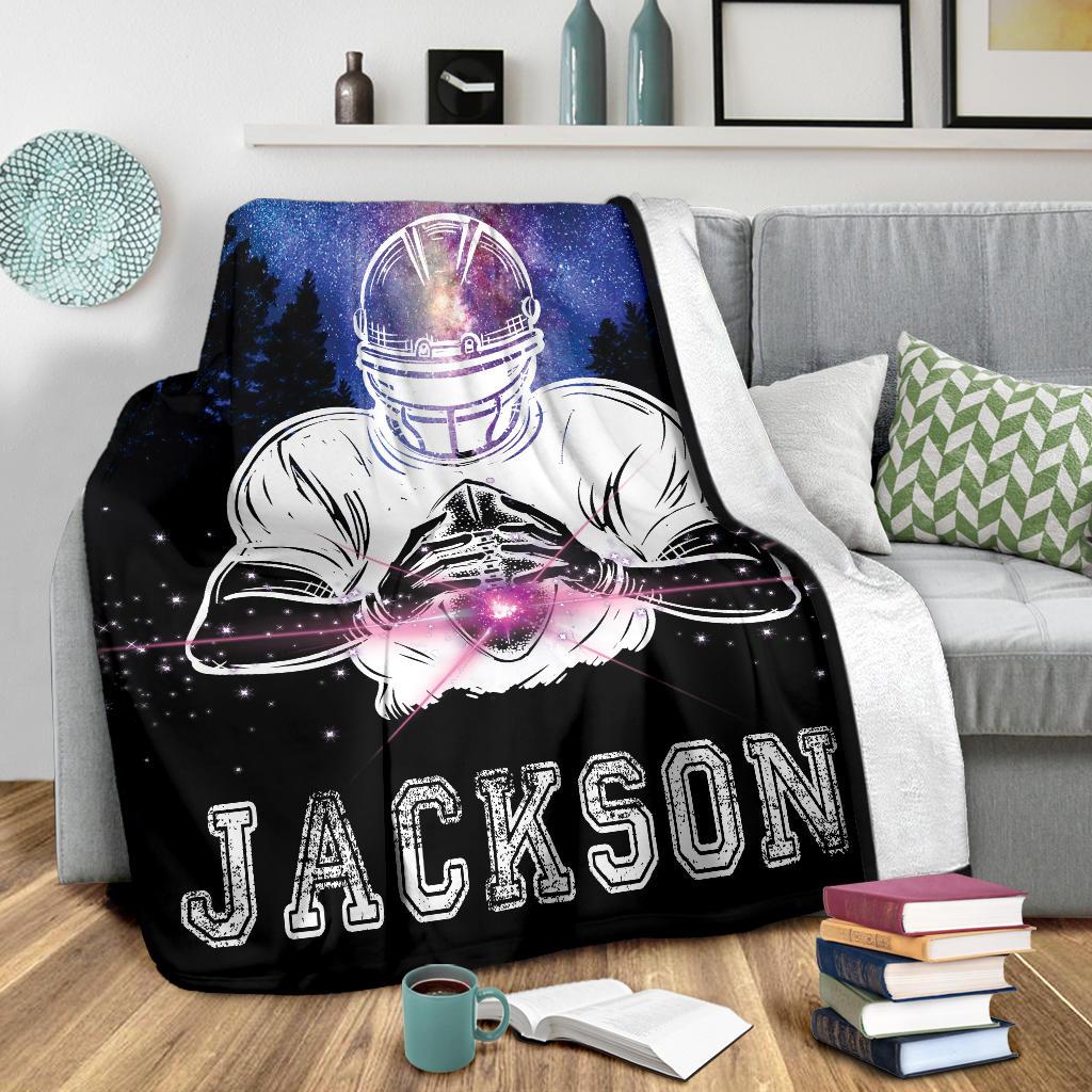 litzzy Personalized Football Galaxy Fleece Blanket - Laci2011201Ki Quilt Blanket   