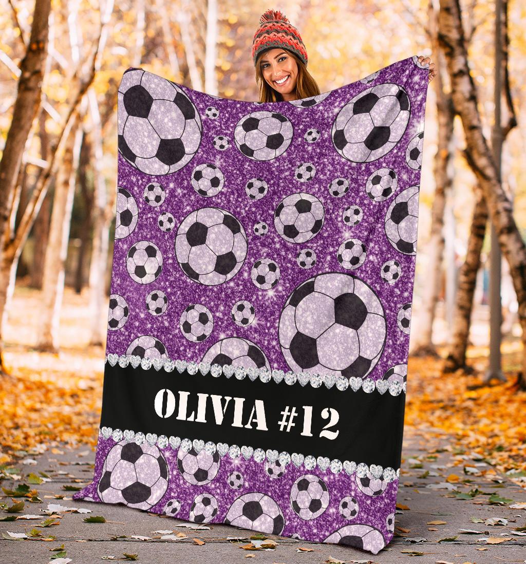 litzzy Personalized Soccer Glitter Fleece Blanket - Tlnh1311203 Quilt Blanket   