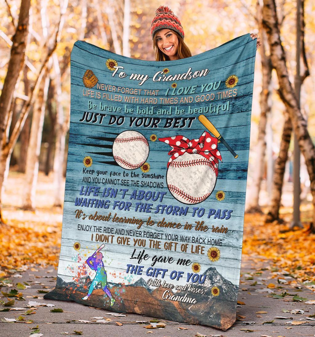 litzzy Baseball To My Grandson Fleece Blanket - Nh0808201Ki Quilt Blanket   