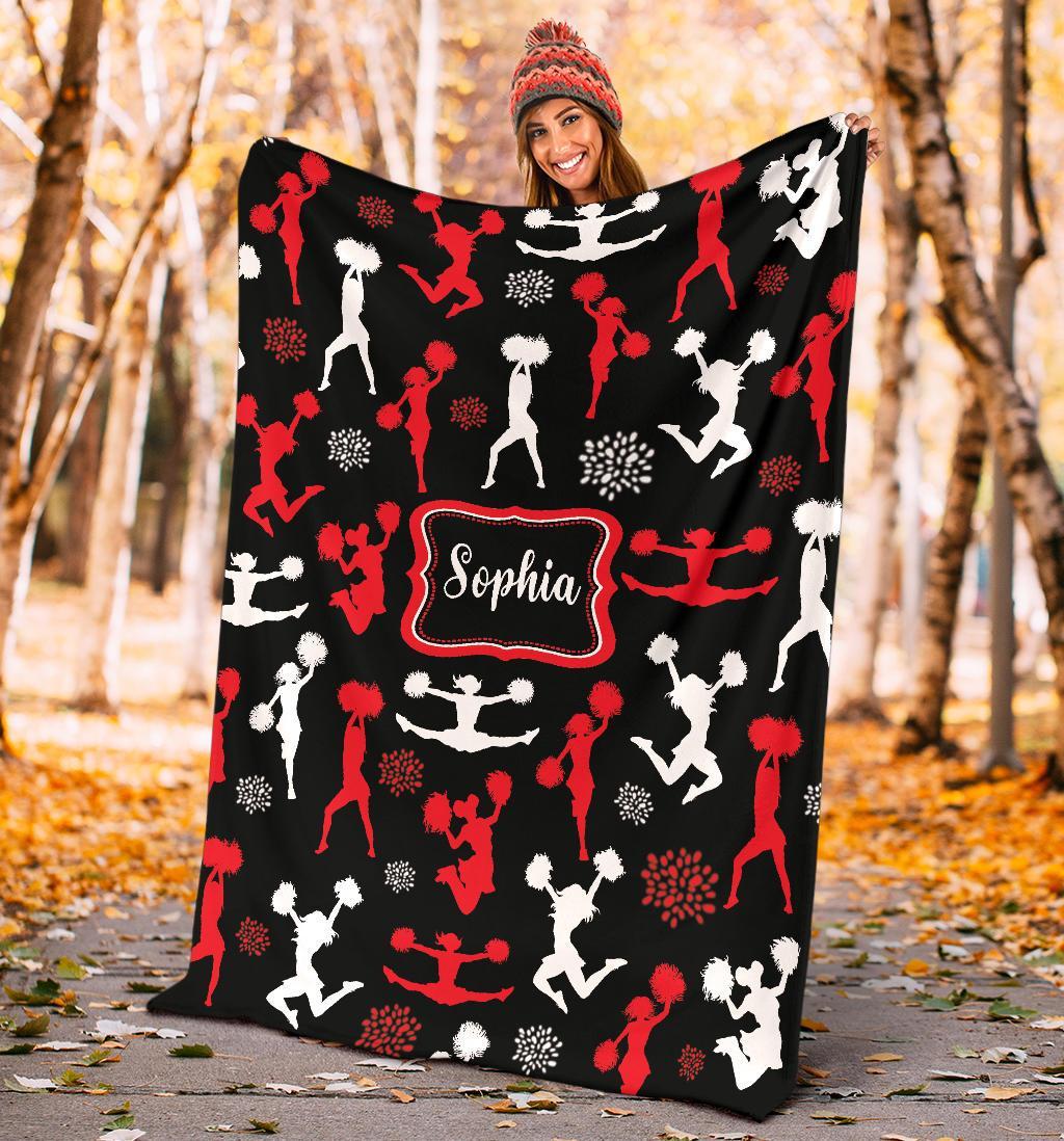 litzzy Personalized Cheerleader Collection Fleece Blanket - Tlnb1711201 Quilt Blanket RED WHITE 50 X 60 