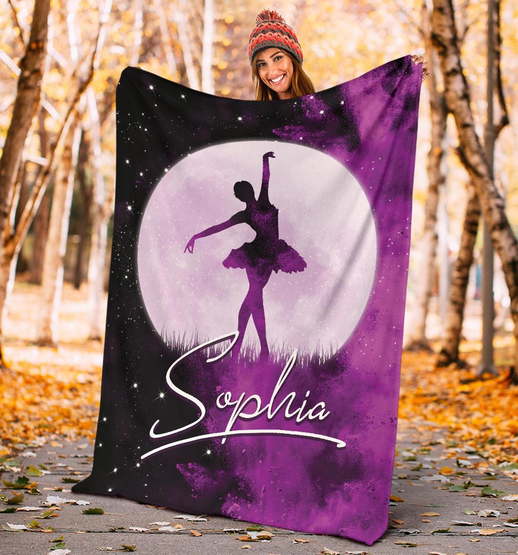 litzzy Personalized Ballet Moon Collection Fleece Blanket - Tlno1110202Ki Quilt Blanket   