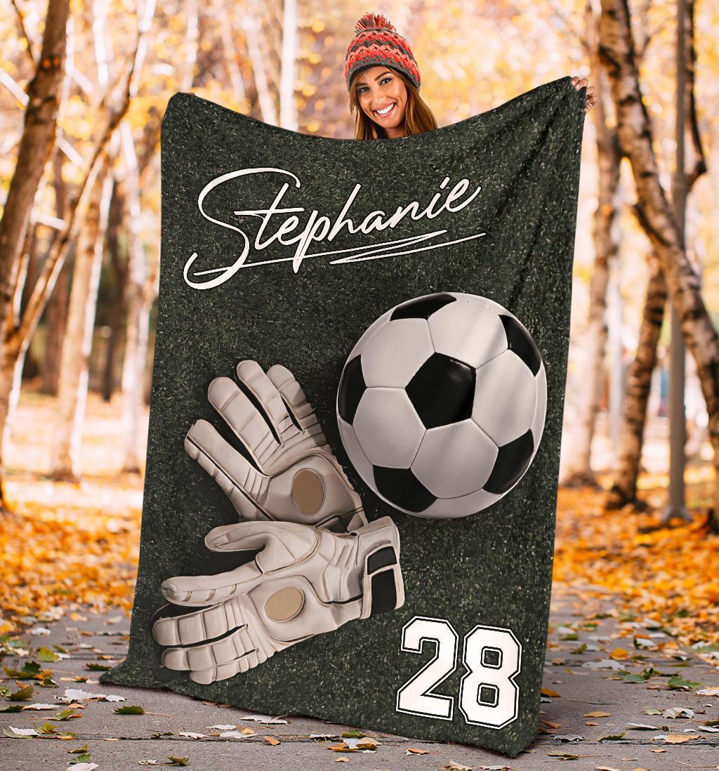 litzzy Personalized Soccer Ball Fleece Blanket - Nh0911205 Quilt Blanket   