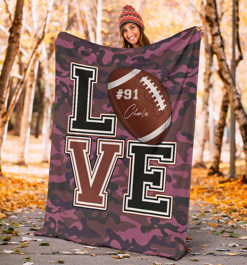 litzzy Personalized Love Football Fleece Blanket - Lath2411204 Quilt Blanket PINK 50 X 60 