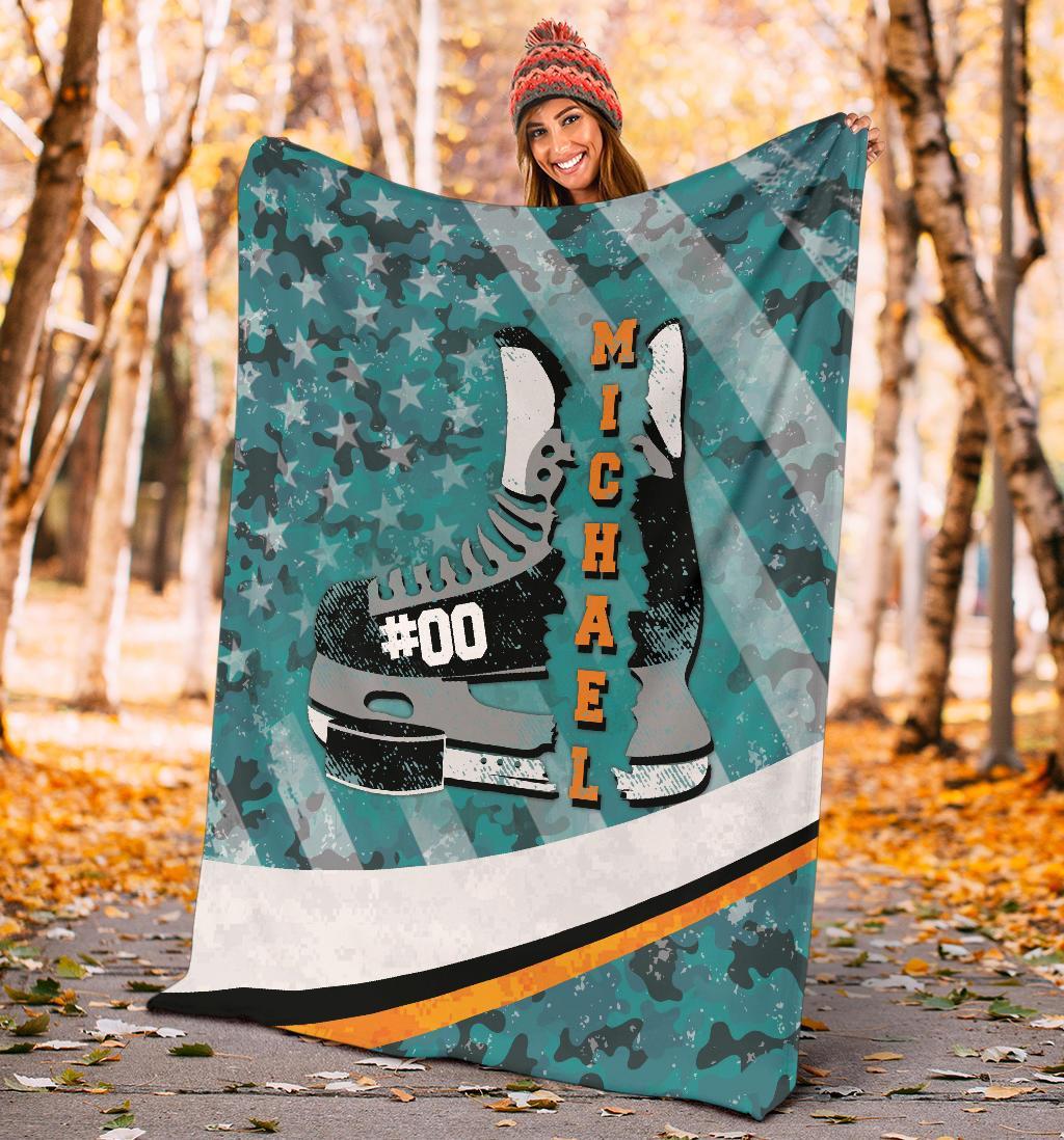 litzzy Personlazied Hockey Crack Fleece Blanket - Lath0911204 Quilt Blanket   