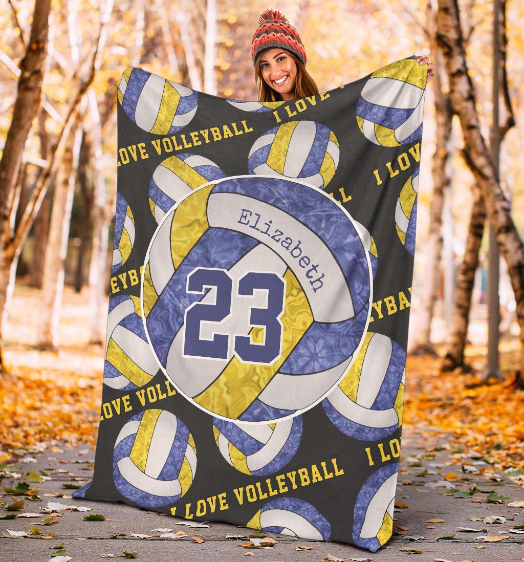litzzy Blue Gold White - I Love Vlb Collection Fleece Blanket - Ty0611202 Quilt Blanket   