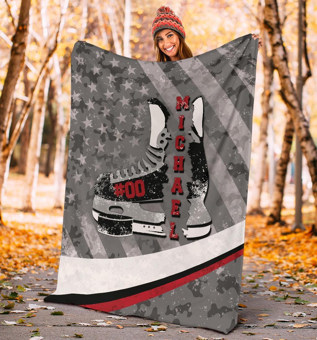 litzzy Personlazied Hockey Crack Fleece Blanket - Lath0911204 Quilt Blanket   