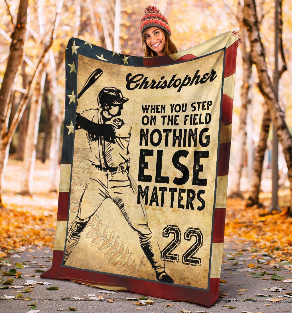 litzzy Personalized Baseball When You Step Fleece Blanket - Laci2611202 Quilt Blanket   