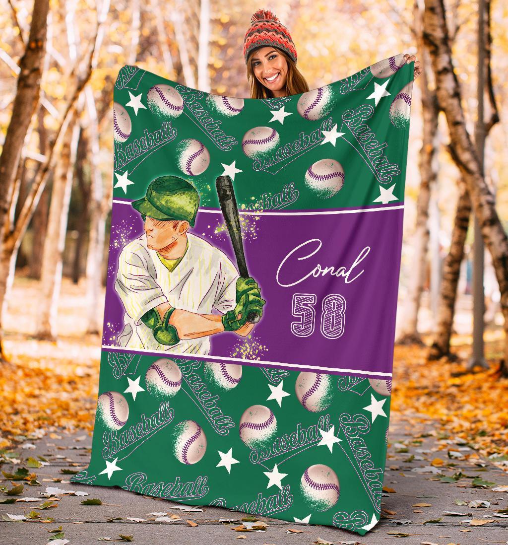 litzzy Personalized Baseball Balls Fleece Blanket - Lath2611202 Quilt Blanket   
