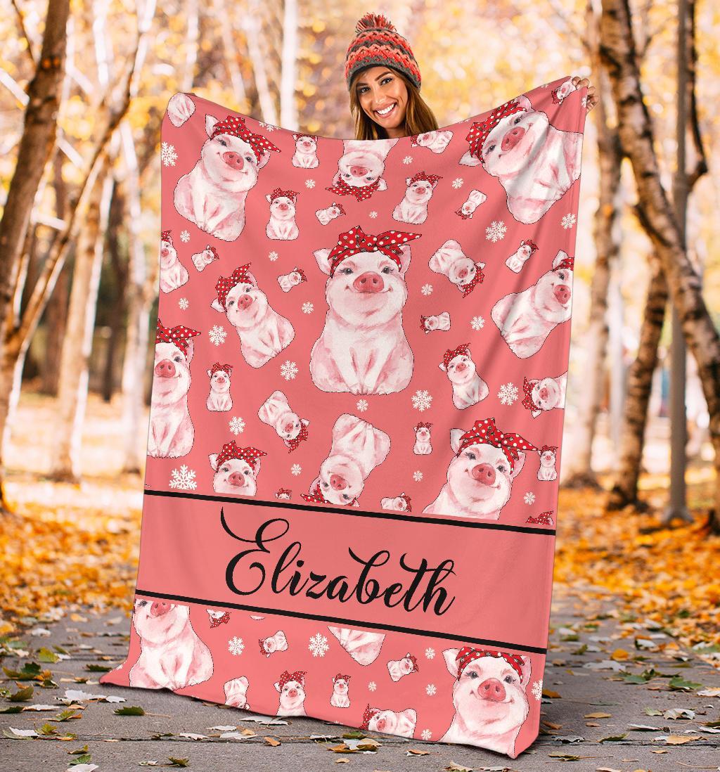 litzzy Personalized Pigs Fleece Blanket - Tlnb1811201 Quilt Blanket   