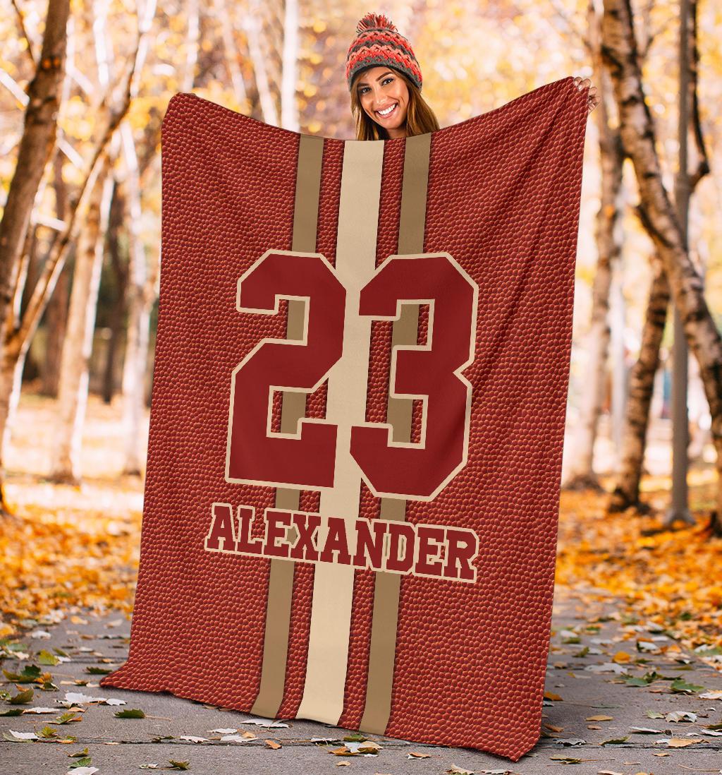 litzzy Personalized Football Leather Fleece Blanket - Tlty2811201 Quilt Blanket   