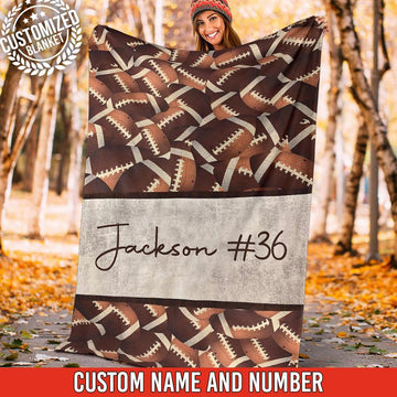 litzzy Personalized Vintage Football Texture Fleece Blanket - Tlnh2411201 Quilt Blanket 50x60  