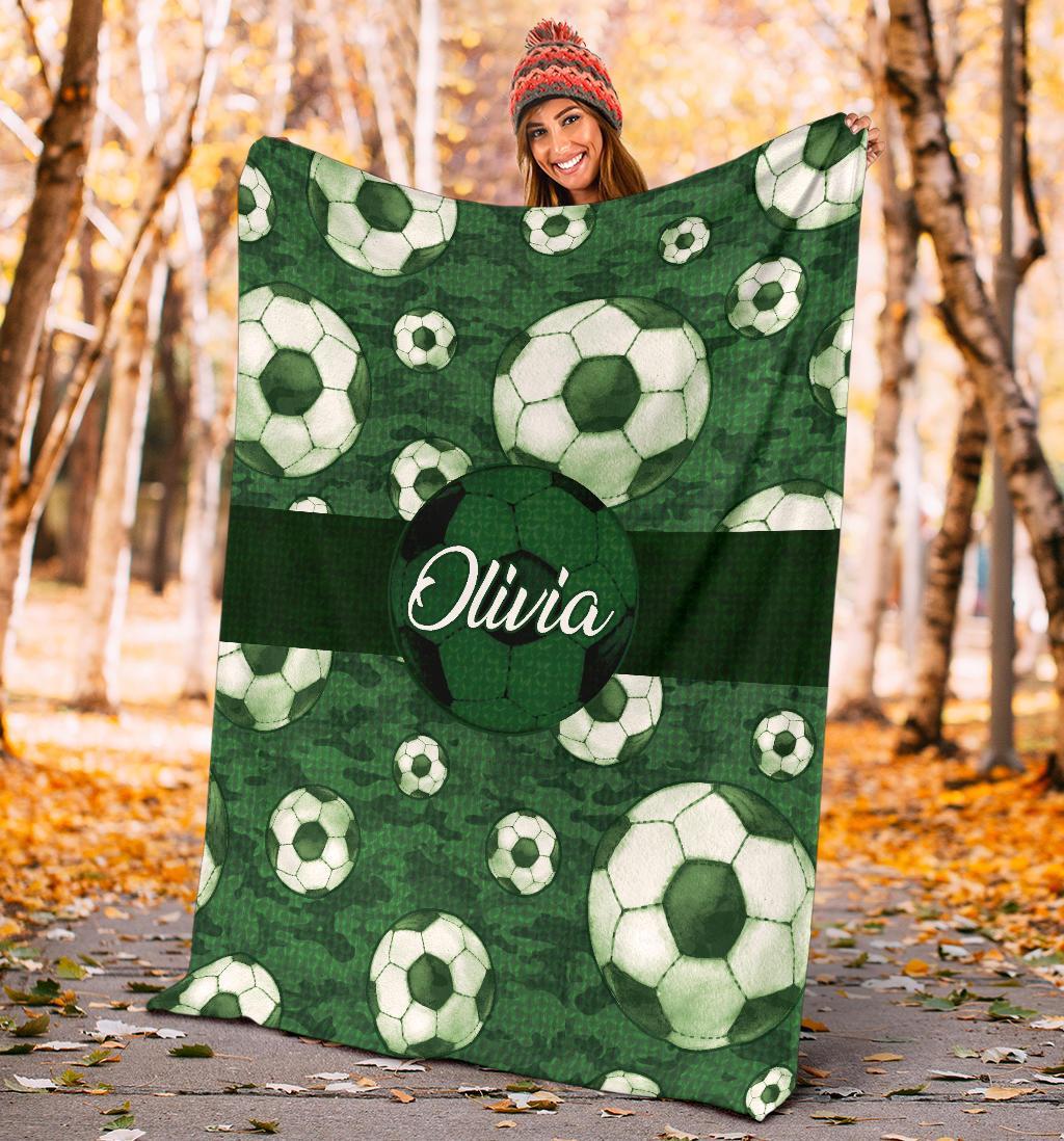litzzy Personalized Soccer Pattern Texture Fleece Blanket - Nh1411202 Quilt Blanket   