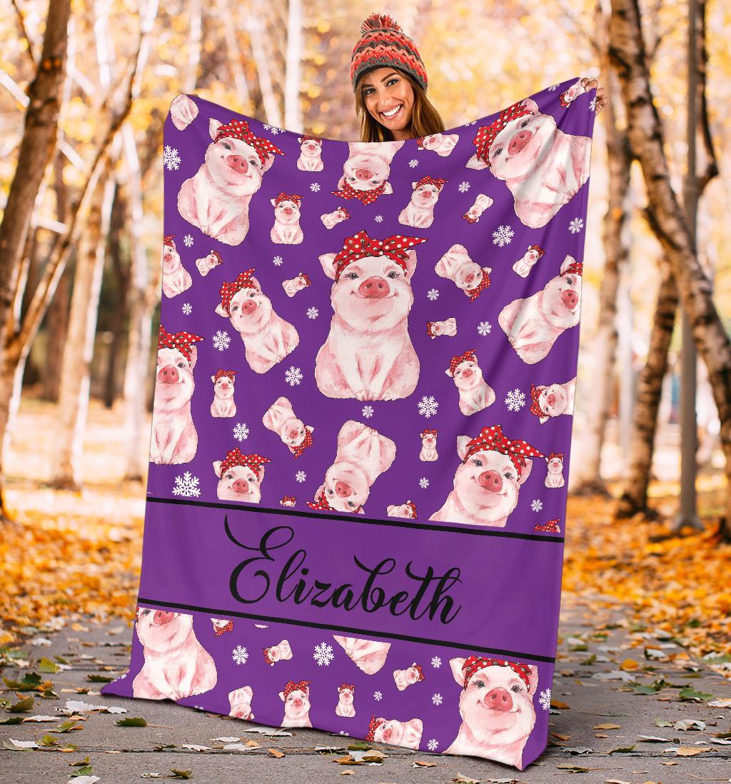 litzzy Personalized Pigs Fleece Blanket - Tlnb1811201 Quilt Blanket   