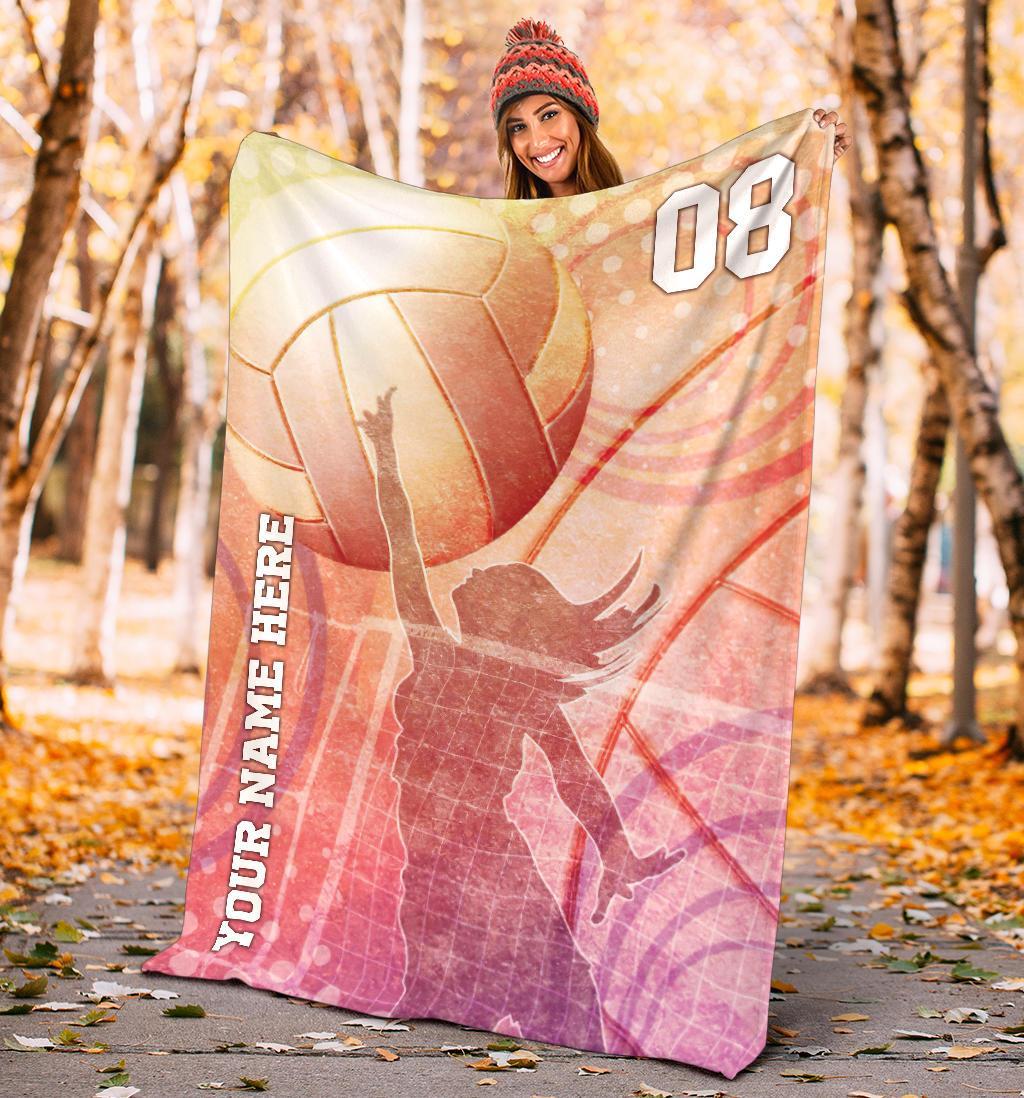 litzzy Personalized Collection Volleyball Girl Fleece Blanket - Tlty0212202 Quilt Blanket   