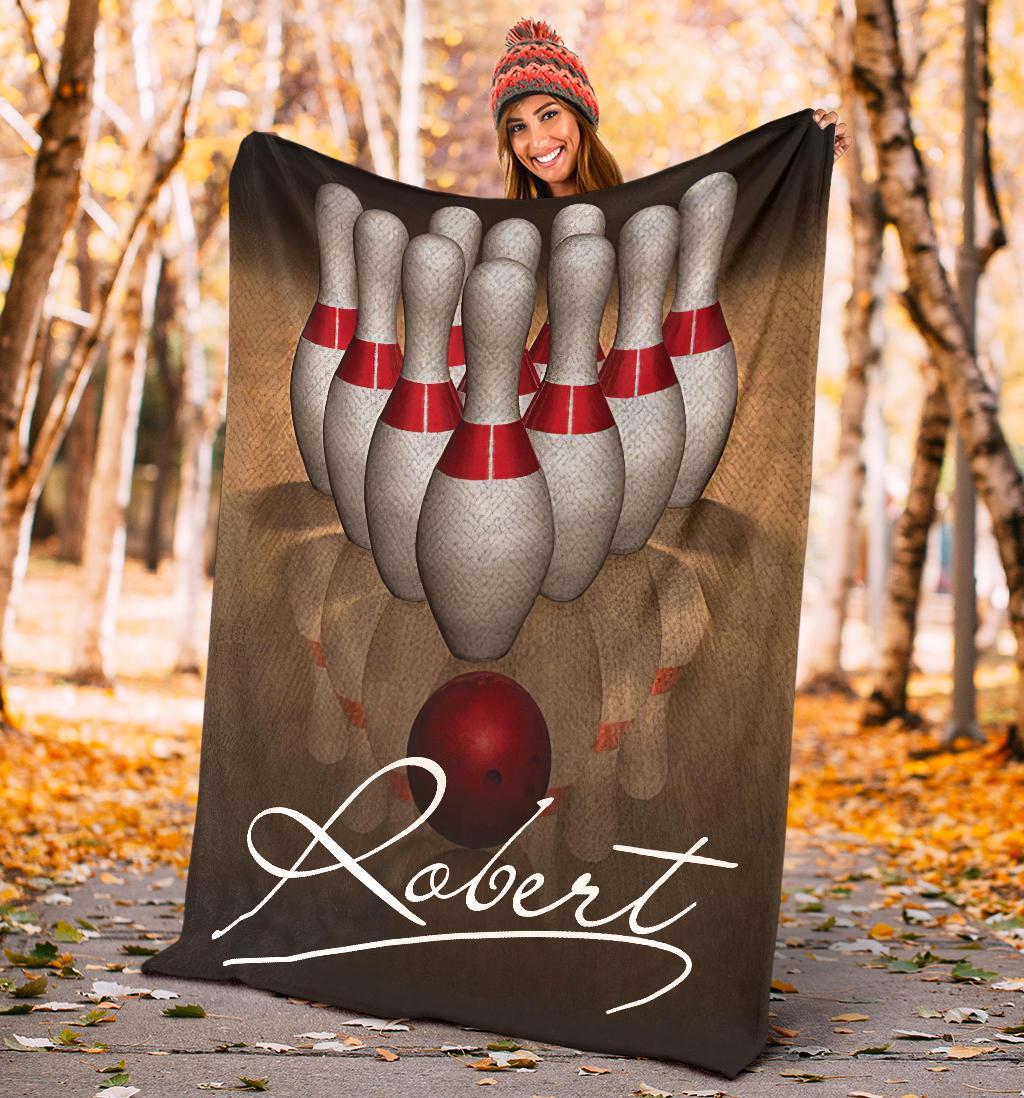 litzzy Personalized Bowling Vintage Fleece Blanket - Ty0611201 Quilt Blanket   
