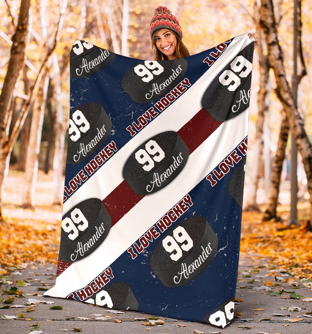 litzzy Personalized I Love Hockey Fleece Blanket - Latg1911202 Quilt Blanket   