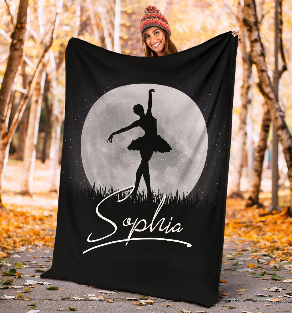 litzzy Personalized Ballet Moon Collection Fleece Blanket - Tlno1110202Ki Quilt Blanket   