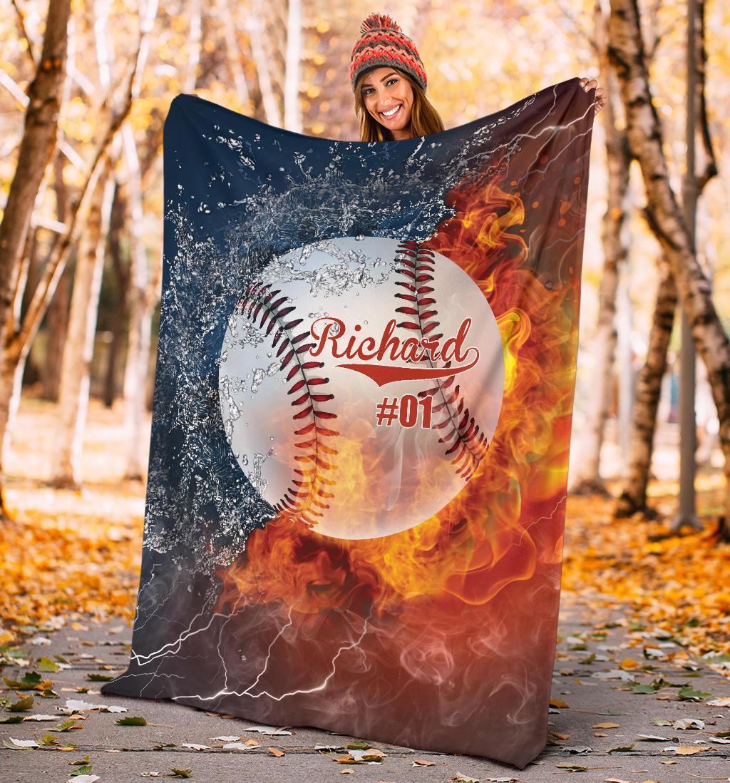 litzzy Personalized Sport Water Fire Fleece Blanket - Lath1611204 Quilt Blanket BASEBALL 60 x 80 