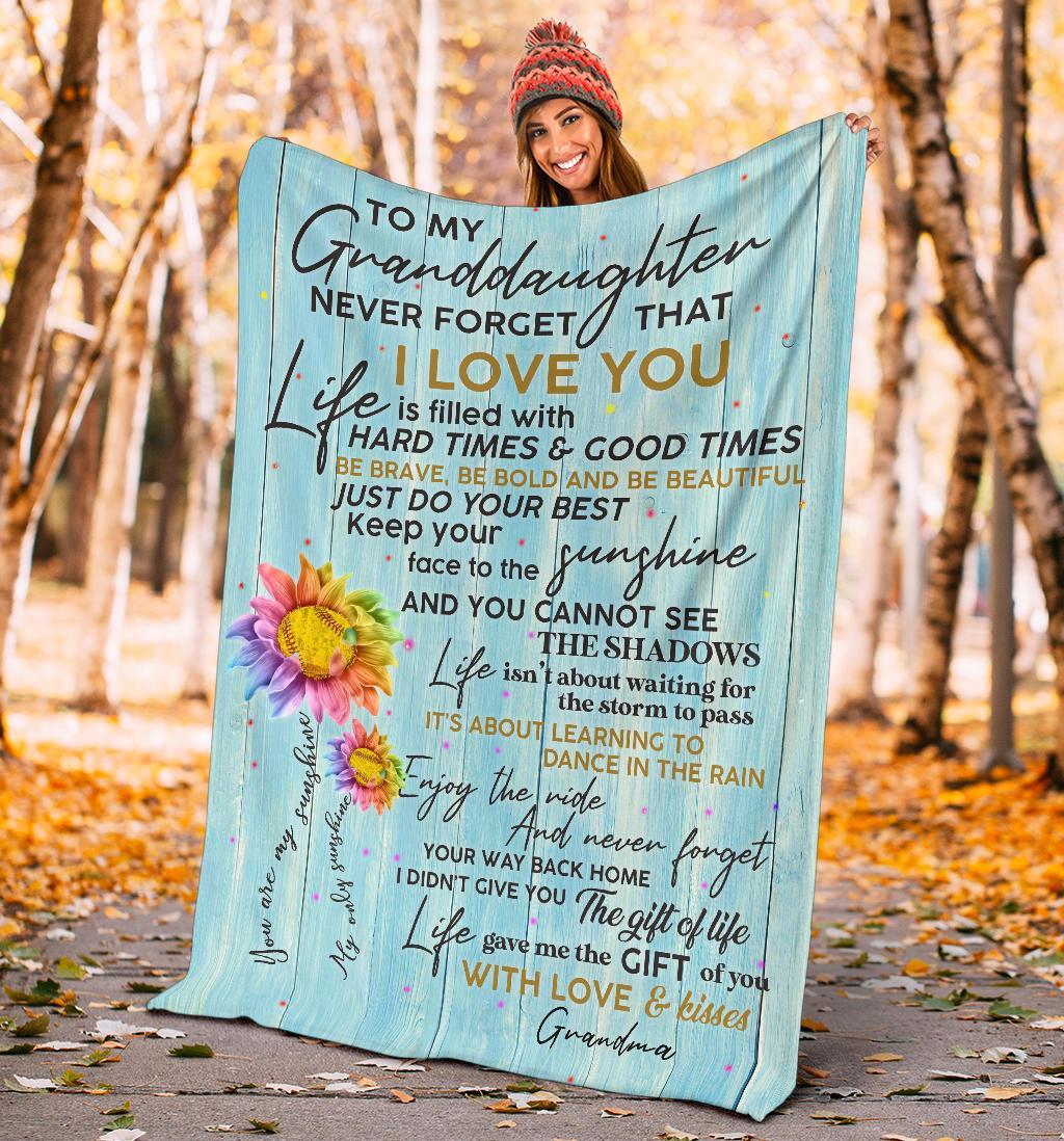 litzzy Softball - Granddaughter Never Forget That Ily Fleece Blanket - Nh070820Oh Quilt Blanket   