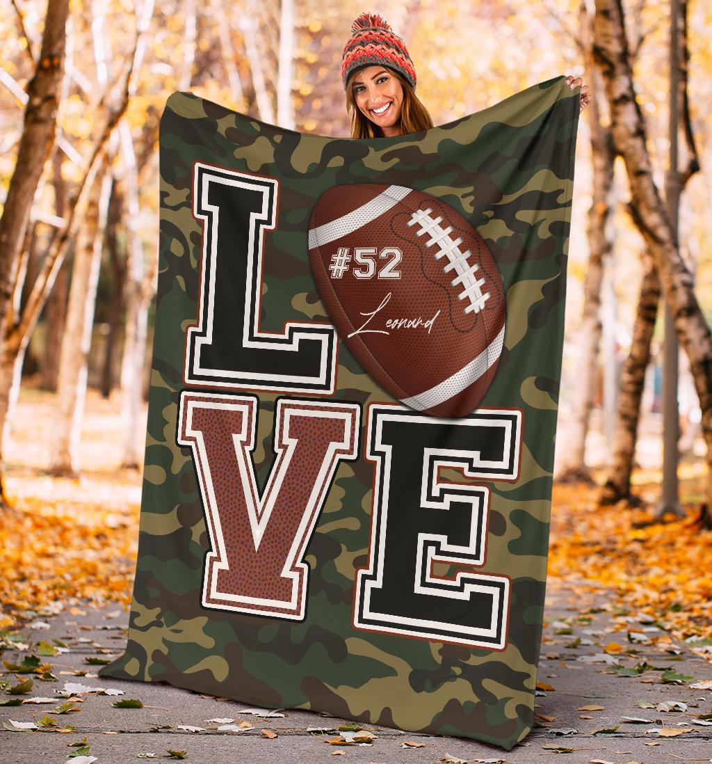 litzzy Personalized Love Football Fleece Blanket - Lath2411204 Quilt Blanket   
