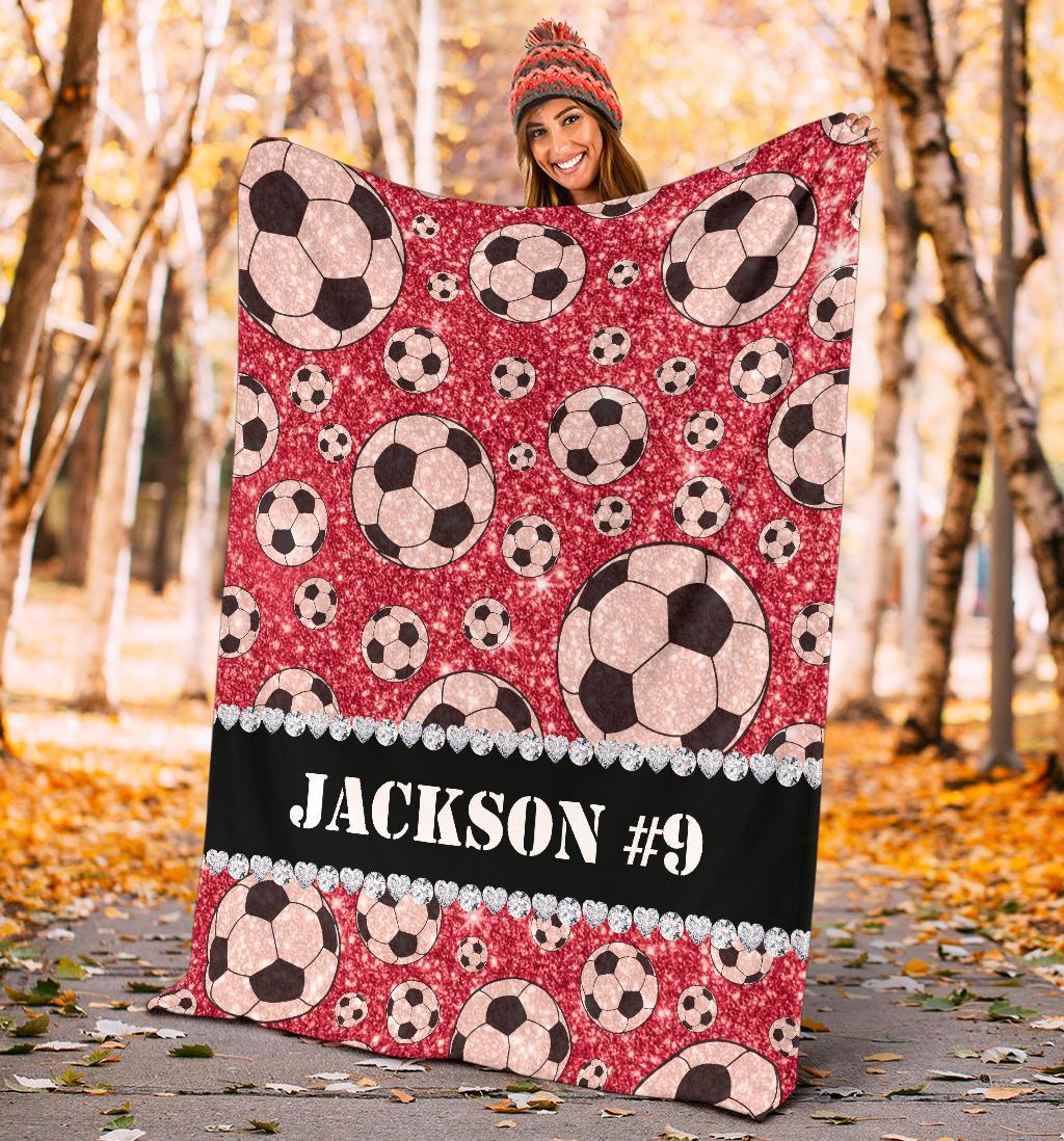 litzzy Personalized Soccer Glitter Fleece Blanket - Tlnh1311203 Quilt Blanket   
