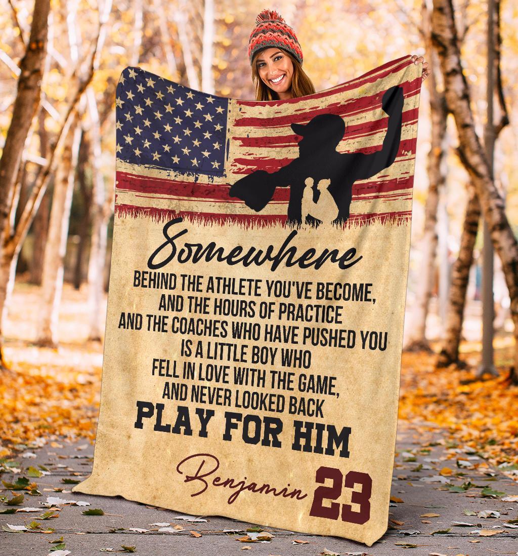 litzzy Personalized Baseball Somewhere Fleece Blanket - Tlty3011201 Quilt Blanket   