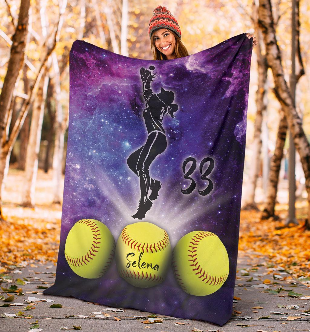 litzzy Personalized Softball Fleece Blanket - Lath2311202Ki Quilt Blanket PITCHER 50 X 60 
