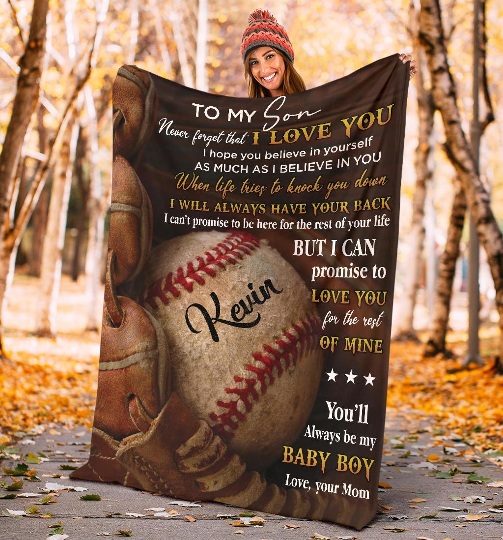 litzzy Personalized Never Forget Baseball Softball Glove Fleece Blanket - Tlno0911201 Quilt Blanket   