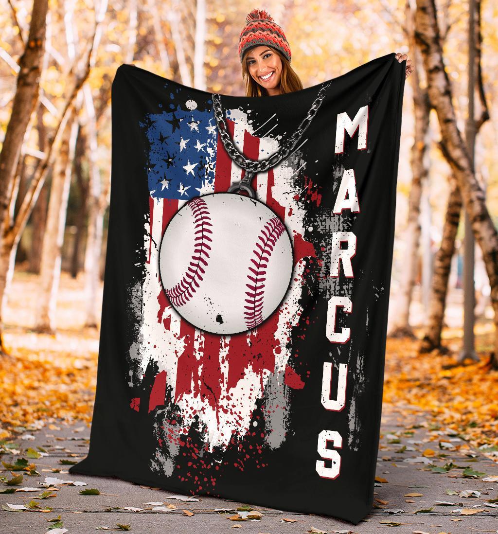 litzzy Personalized Sport Us Flag Fleece Blanket - Lath1011201 Quilt Blanket   