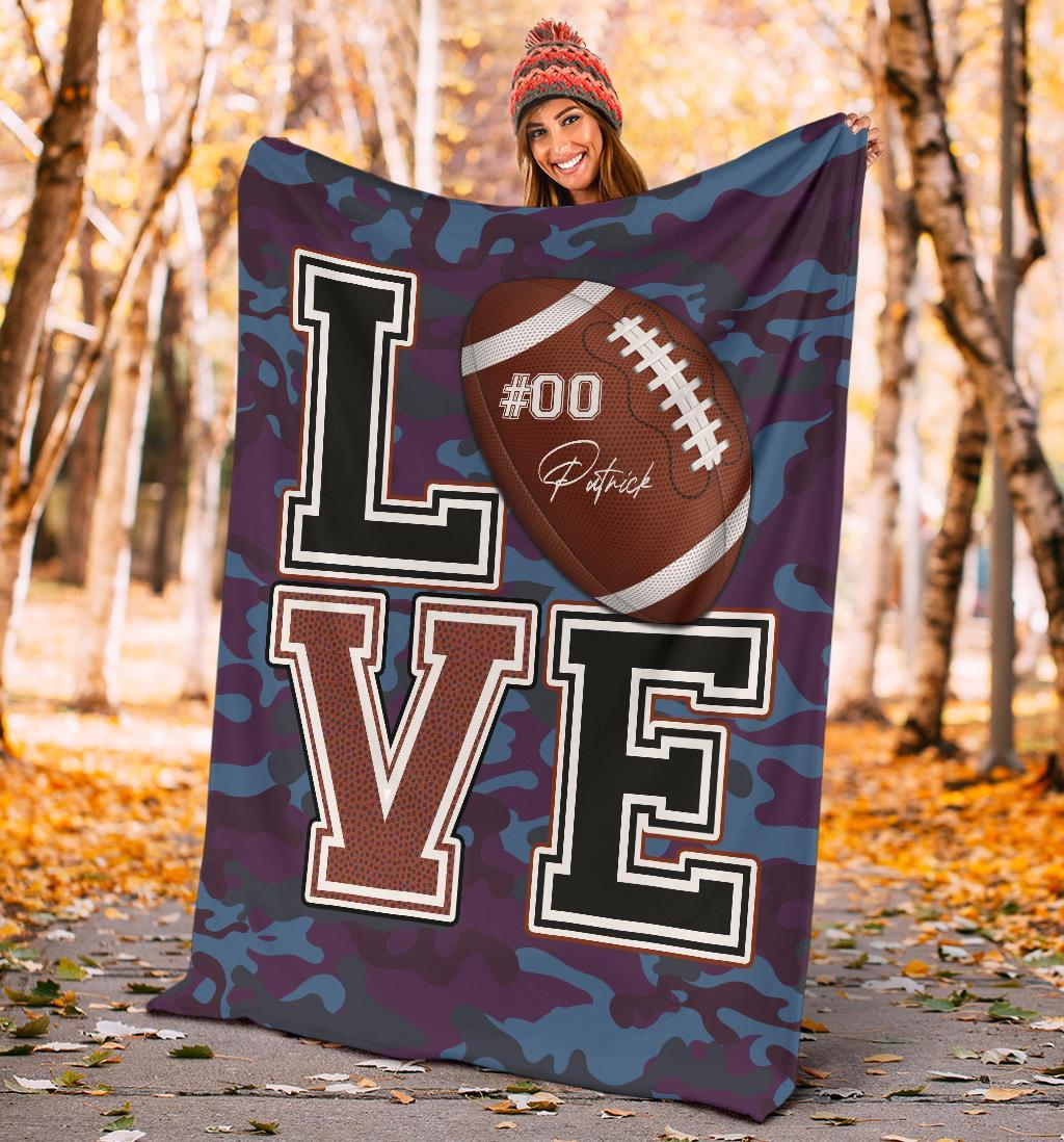 litzzy Personalized Love Football Fleece Blanket - Lath2411204 Quilt Blanket   
