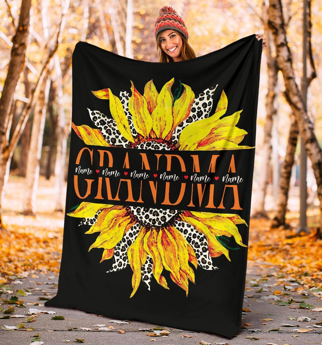 litzzy Personalized Sunflower Grandma Fleece Blanket - Tlty0212201 Quilt Blanket   