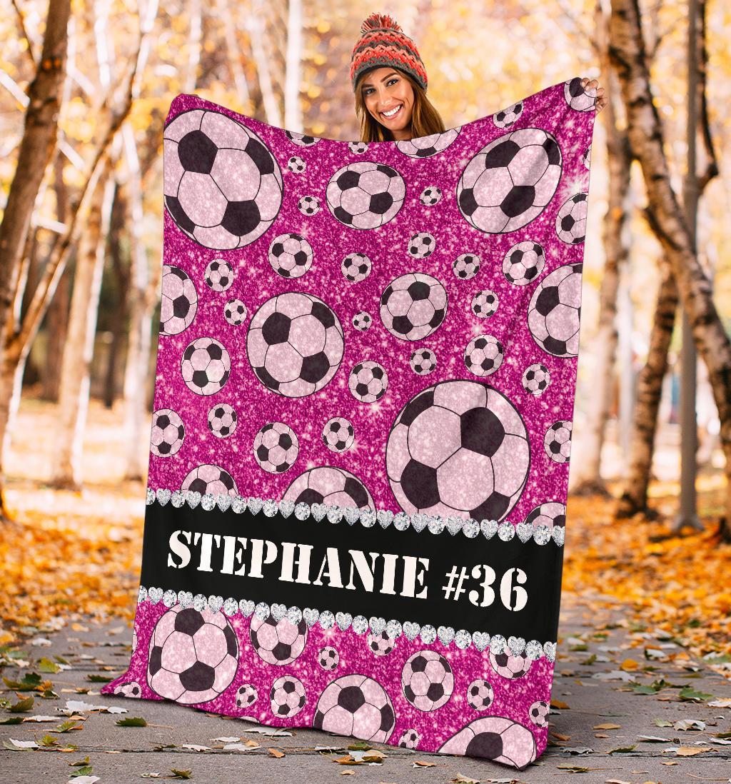 litzzy Personalized Soccer Glitter Fleece Blanket - Tlnh1311203 Quilt Blanket   